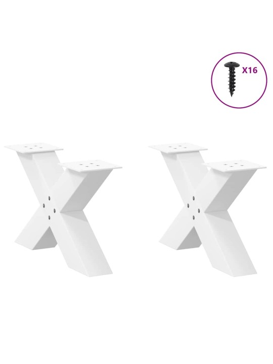 Sohvapöydän jalat x-muotoiset 2 kpl valkoinen 60x(30-31) cm teräs