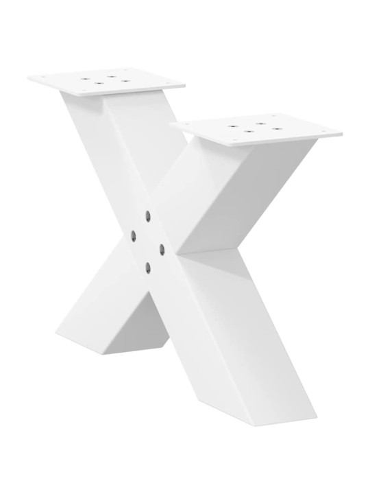 Sohvapöydän jalat x-muotoiset 2 kpl valkoinen 60x(30-31) cm teräs