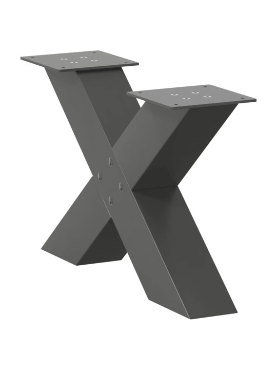 Sohvapöydän jalat x-muotoiset 2 kpl antrasiitti 60x(30-31) cm teräs