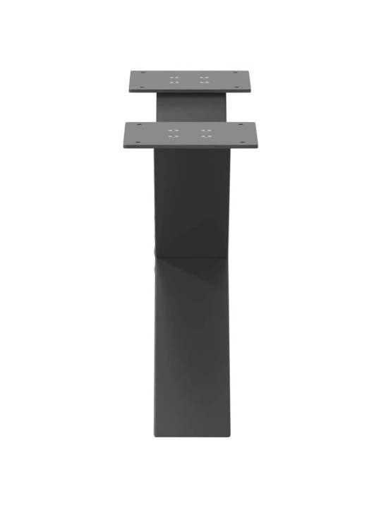 Sohvapöydän jalat x-muotoiset 2 kpl antrasiitti 60x(30-31) cm teräs