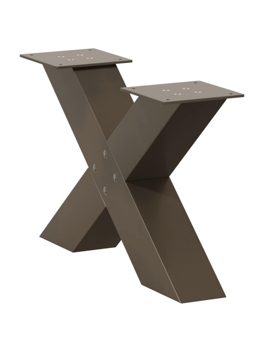 Sohvapöydän jalat x-muotoiset 2 kpl luonnonvärinen teräs 60x(30-31) cm teräs