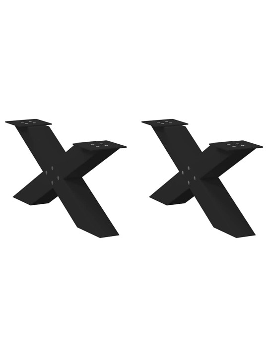 Sohvapöydän jalat x-muotoiset 2 kpl musta 70x(30-31) cm teräs