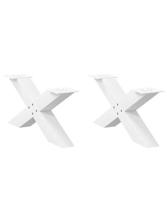 Sohvapöydän jalat x-muotoiset 2 kpl valkoinen 70x(30-31) cm teräs