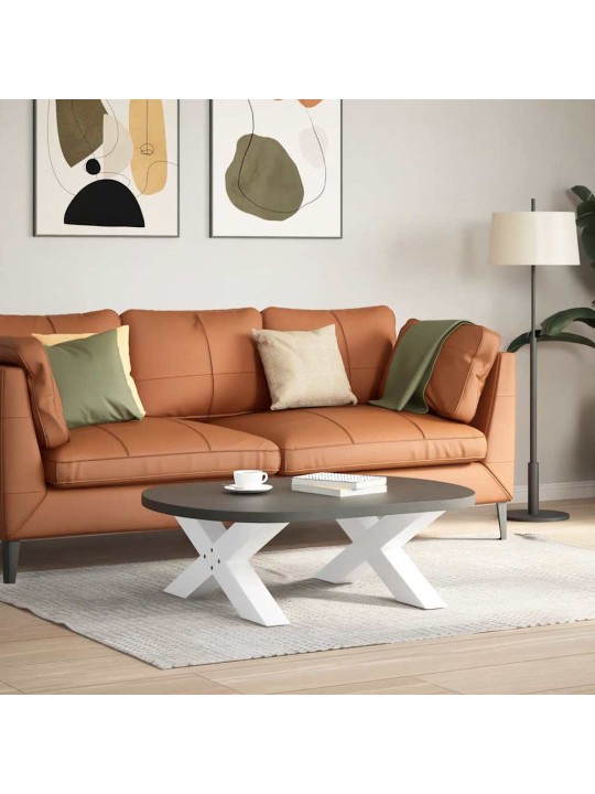 Sohvapöydän jalat x-muotoiset 2 kpl valkoinen 70x(30-31) cm teräs