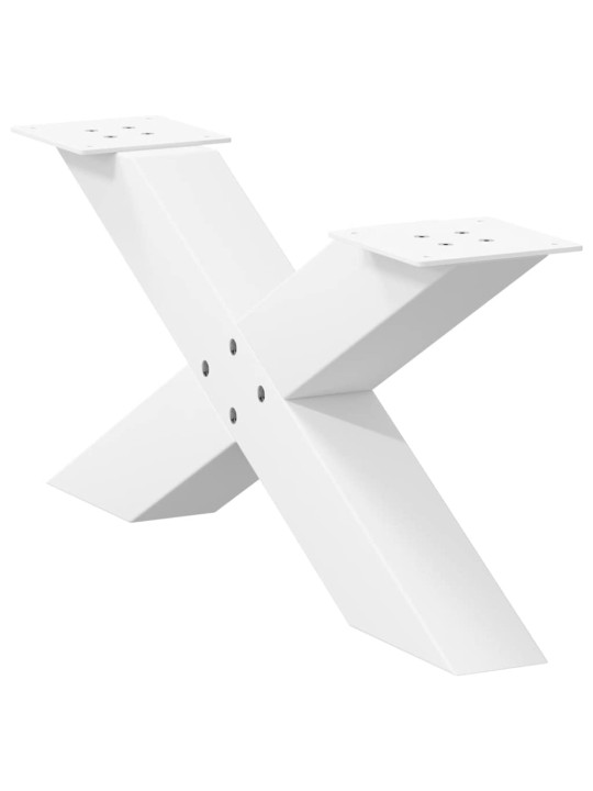 Sohvapöydän jalat x-muotoiset 2 kpl valkoinen 70x(30-31) cm teräs
