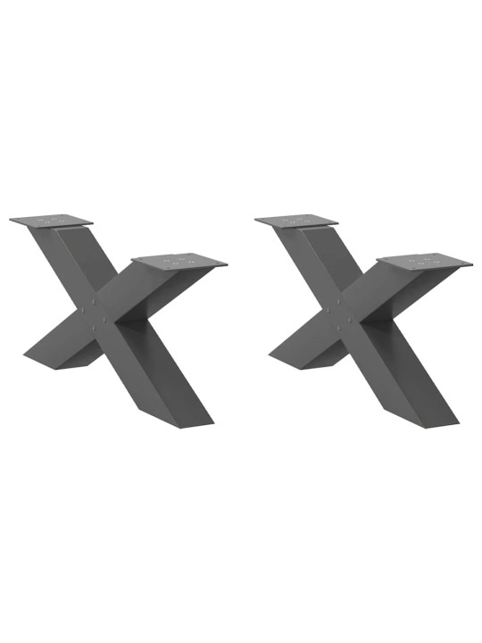 Sohvapöydän jalat x-muotoiset 2 kpl antrasiitti 70x(30-31) cm teräs