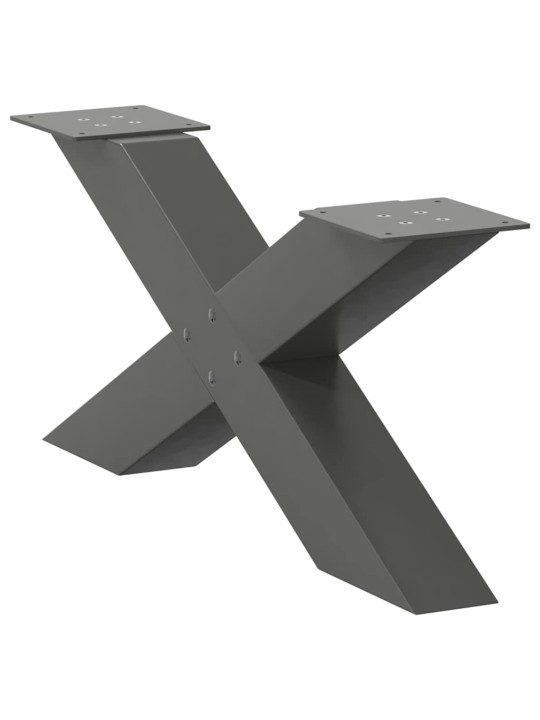 Sohvapöydän jalat x-muotoiset 2 kpl antrasiitti 70x(30-31) cm teräs