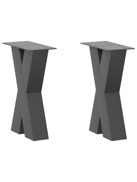 Sohvapöydän jalat x-muotoiset 2 kpl antrasiitti 28x(42-43) cm teräs
