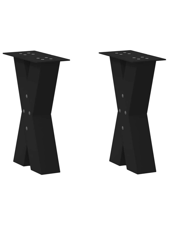 Sohvapöydän jalat x-muotoiset 2 kpl musta 38x(42-43) cm teräs