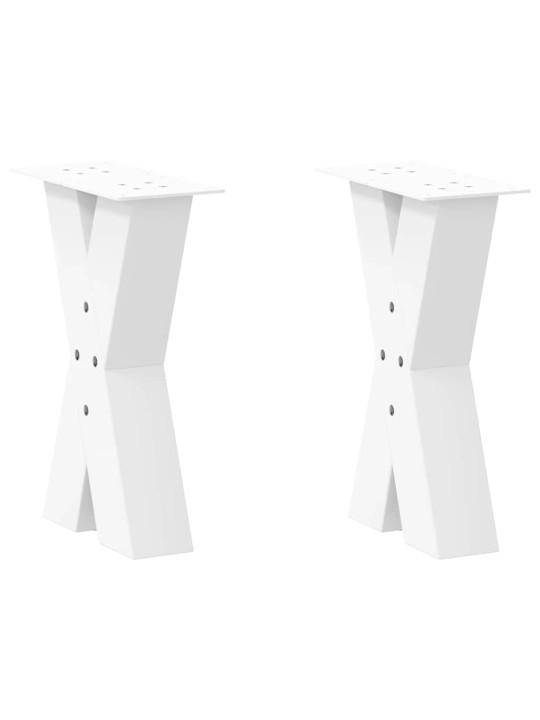 Sohvapöydän jalat x-muotoiset 2 kpl valkoinen 38x(42-43) cm teräs