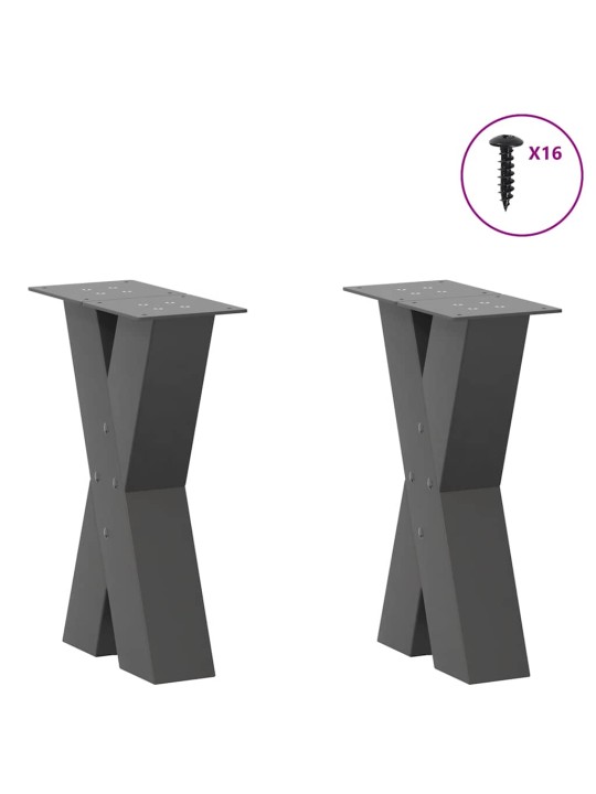Sohvapöydän jalat x-muotoiset 2 kpl antrasiitti 38x(42-43) cm teräs