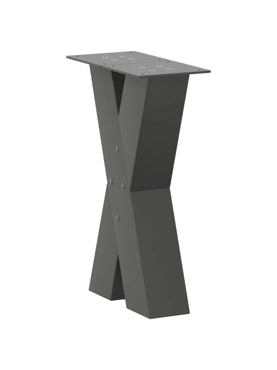 Sohvapöydän jalat x-muotoiset 2 kpl antrasiitti 38x(42-43) cm teräs