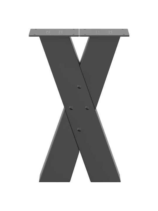 Sohvapöydän jalat x-muotoiset 2 kpl antrasiitti 38x(42-43) cm teräs
