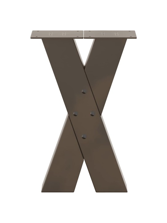 Sohvapöydän jalat x-muotoiset 2 kpl luonnonvärinen teräs 38x(42-43) cm teräs
