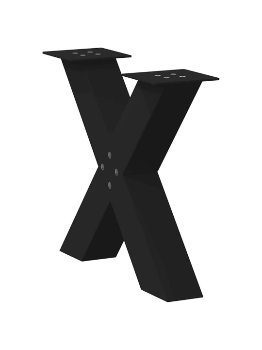 Sohvapöydän jalat x-muotoiset 2 kpl musta 50x(42-43) cm teräs