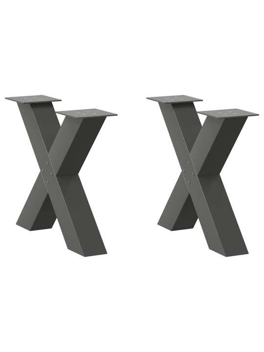 Sohvapöydän jalat x-muotoiset 2 kpl antrasiitti 50x(42-43) cm teräs