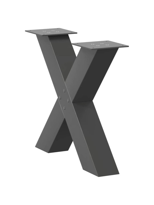 Sohvapöydän jalat x-muotoiset 2 kpl antrasiitti 50x(42-43) cm teräs