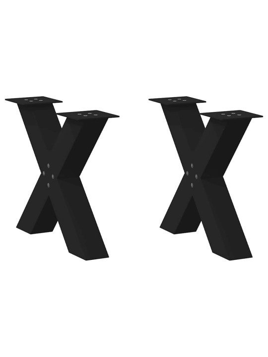 Sohvapöydän jalat x-muotoiset 2 kpl musta 60x(42-43) cm teräs