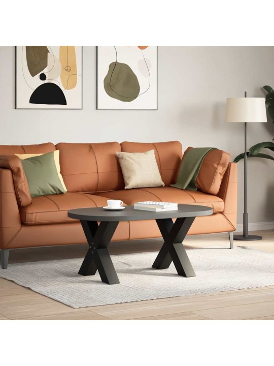 Sohvapöydän jalat x-muotoiset 2 kpl musta 60x(42-43) cm teräs