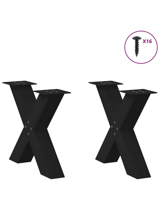 Sohvapöydän jalat x-muotoiset 2 kpl musta 60x(42-43) cm teräs