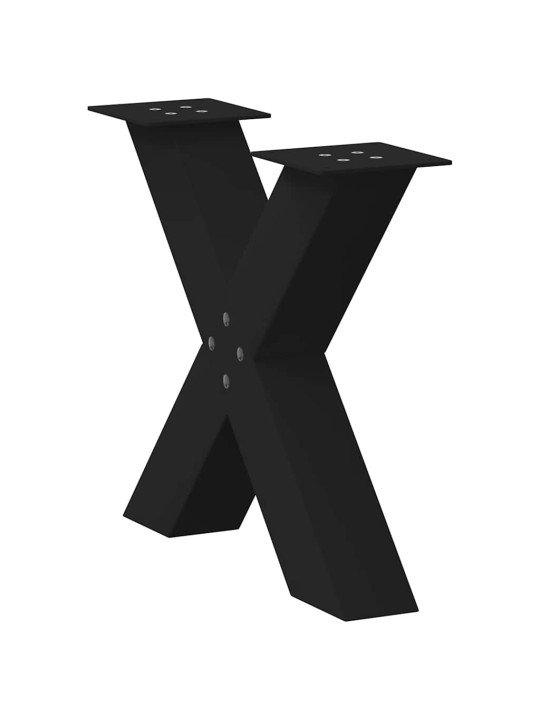 Sohvapöydän jalat x-muotoiset 2 kpl musta 60x(42-43) cm teräs
