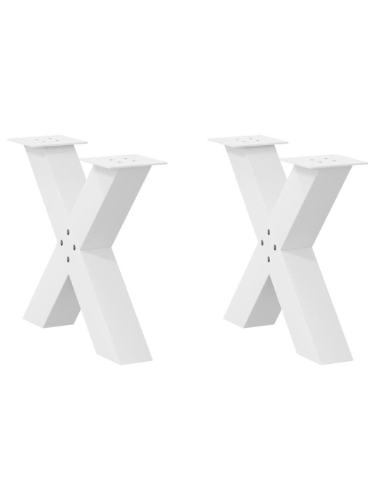 Sohvapöydän jalat x-muotoiset 2 kpl valkoinen 60x(42-43) cm teräs