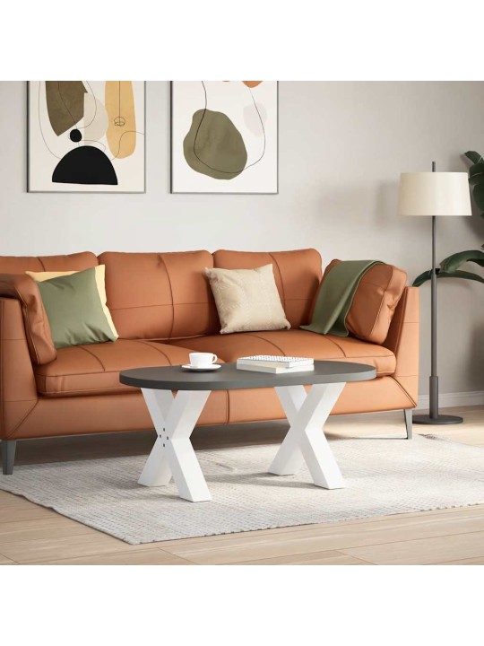 Sohvapöydän jalat x-muotoiset 2 kpl valkoinen 60x(42-43) cm teräs