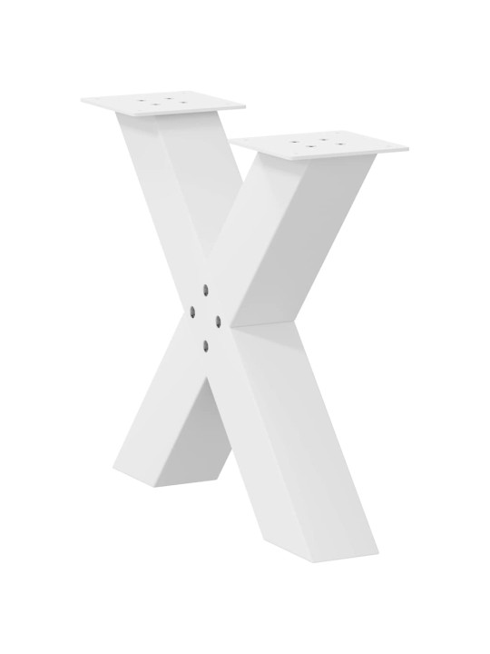 Sohvapöydän jalat x-muotoiset 2 kpl valkoinen 60x(42-43) cm teräs