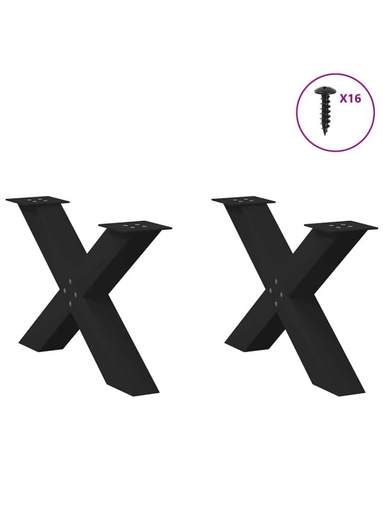 Sohvapöydän jalat x-muotoiset 2 kpl musta 70x(42-43) cm teräs