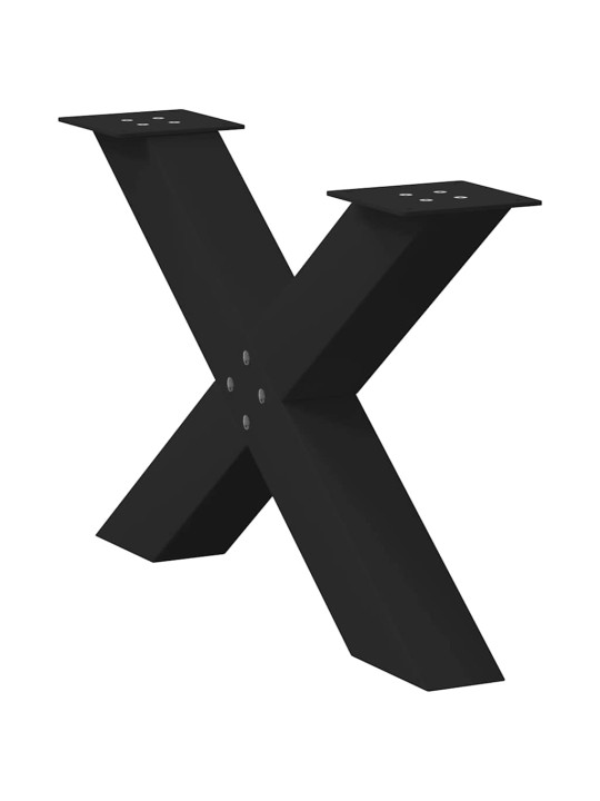 Sohvapöydän jalat x-muotoiset 2 kpl musta 70x(42-43) cm teräs
