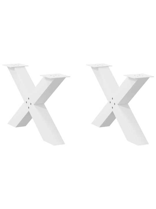 Sohvapöydän jalat x-muotoiset 2 kpl valkoinen 70x(42-43) cm teräs