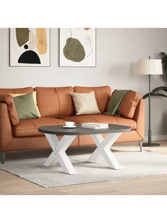 Sohvapöydän jalat x-muotoiset 2 kpl valkoinen 70x(42-43) cm teräs