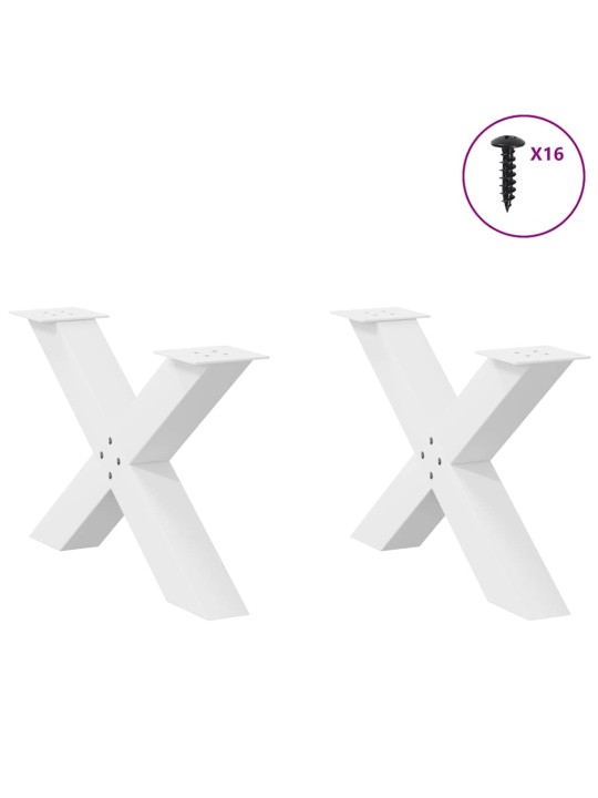Sohvapöydän jalat x-muotoiset 2 kpl valkoinen 70x(42-43) cm teräs