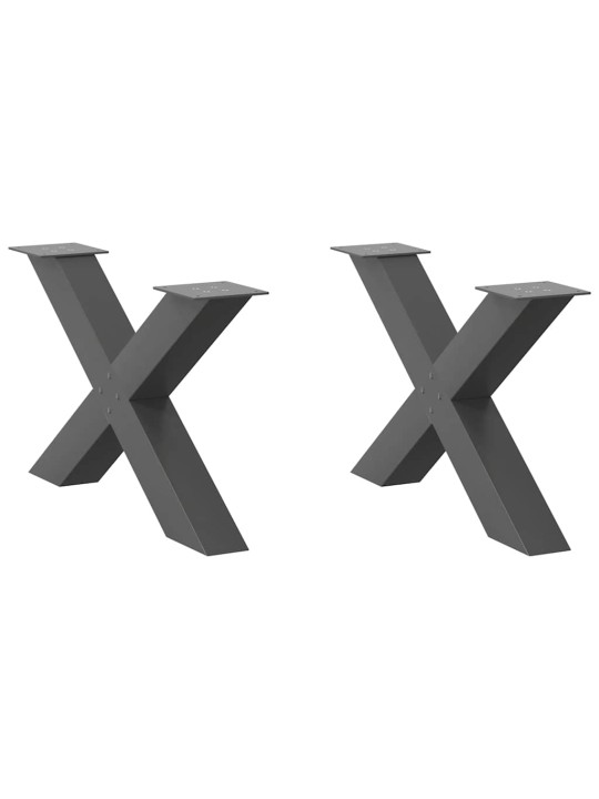 Sohvapöydän jalat x-muotoiset 2 kpl antrasiitti 70x(42-43) cm teräs