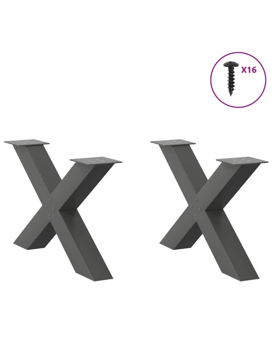 Sohvapöydän jalat x-muotoiset 2 kpl antrasiitti 70x(42-43) cm teräs