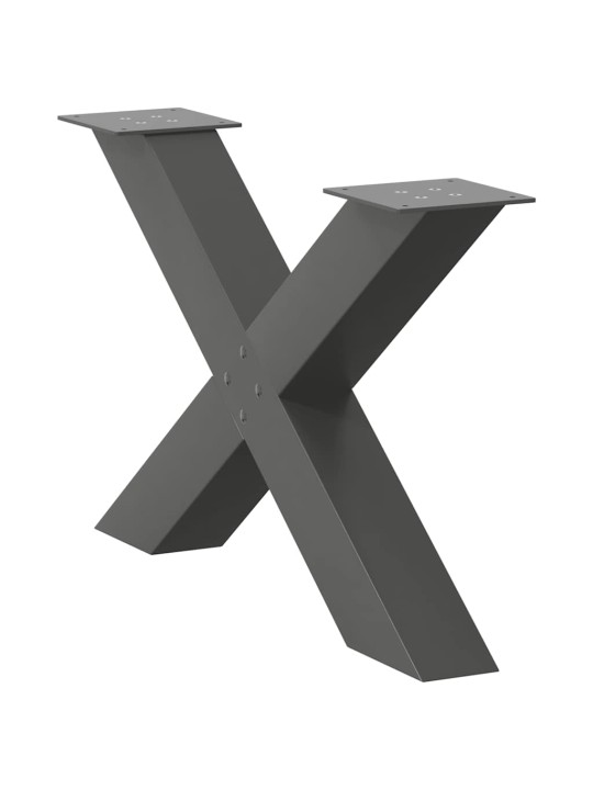 Sohvapöydän jalat x-muotoiset 2 kpl antrasiitti 70x(42-43) cm teräs