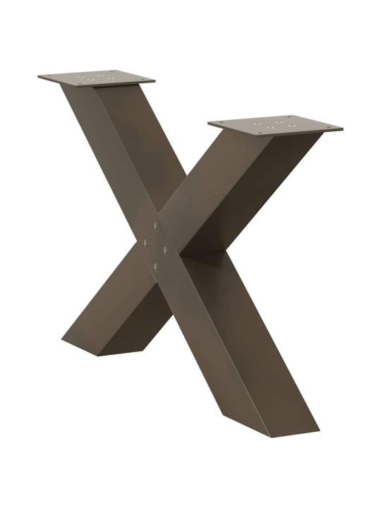 Sohvapöydän jalat x-muotoiset 2 kpl luonnonvärinen teräs 70x(42-43) cm teräs