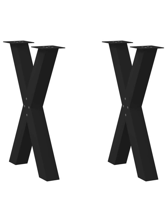 Ruokapöydän jalat x-muotoiset 2 kpl musta 50x(72-73) cm teräs