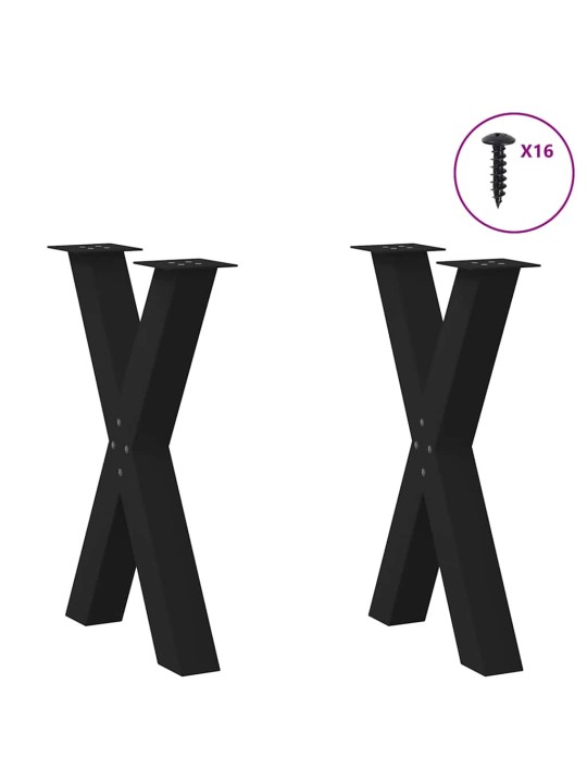 Ruokapöydän jalat x-muotoiset 2 kpl musta 50x(72-73) cm teräs