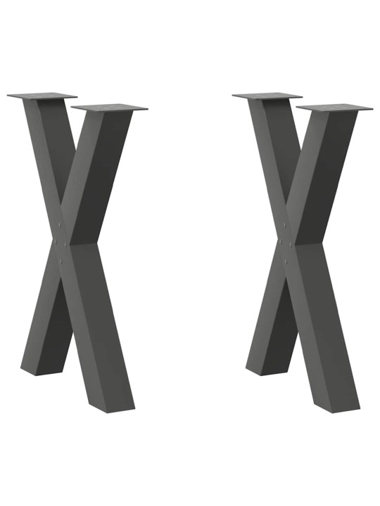 Ruokapöydän jalat x-muotoiset 2 kpl antrasiitti 50x(72-73) cm teräs