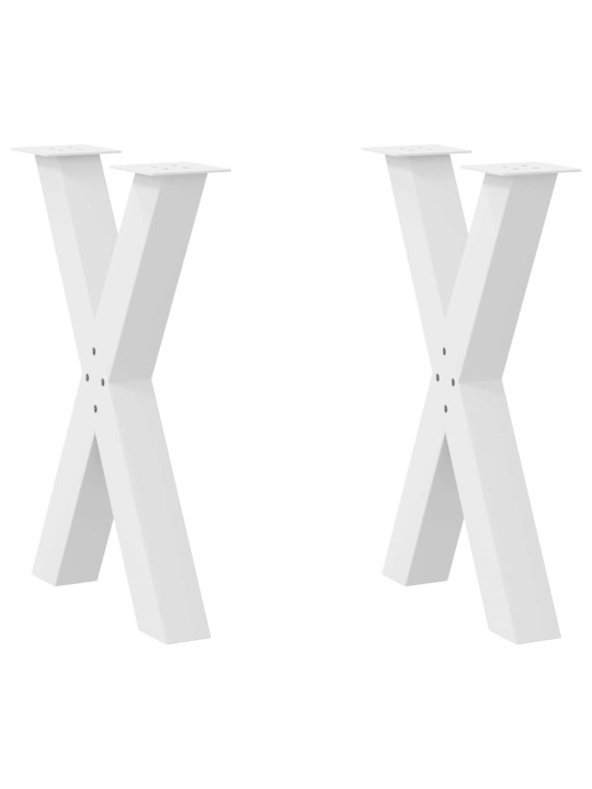 Ruokapöydän jalat x-muotoiset 2 kpl valkoinen 60x(72-73) cm teräs
