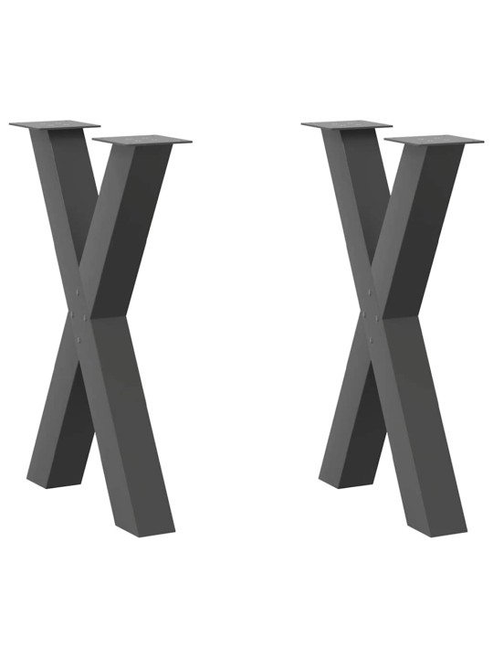 Ruokapöydän jalat x-muotoiset 2 kpl antrasiitti 60x(72-73) cm teräs
