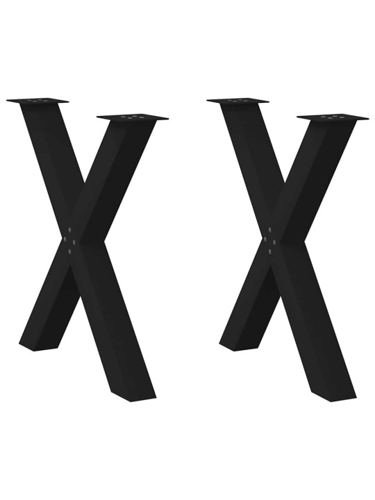 Ruokapöydän jalat x-muotoiset 2 kpl musta 70x(72-73) cm teräs