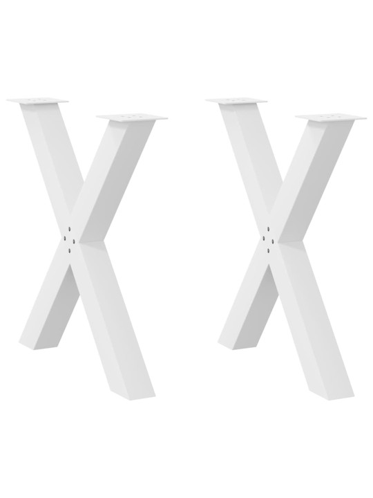 Ruokapöydän jalat x-muotoiset 2 kpl valkoinen 70x(72-73) cm teräs