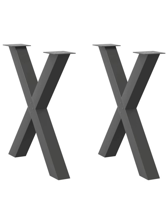 Ruokapöydän jalat x-muotoiset 2 kpl antrasiitti 70x(72-73) cm teräs
