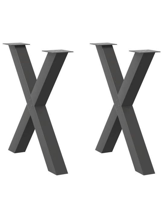 Ruokapöydän jalat x-muotoiset 2 kpl antrasiitti 80x(72-73) cm teräs