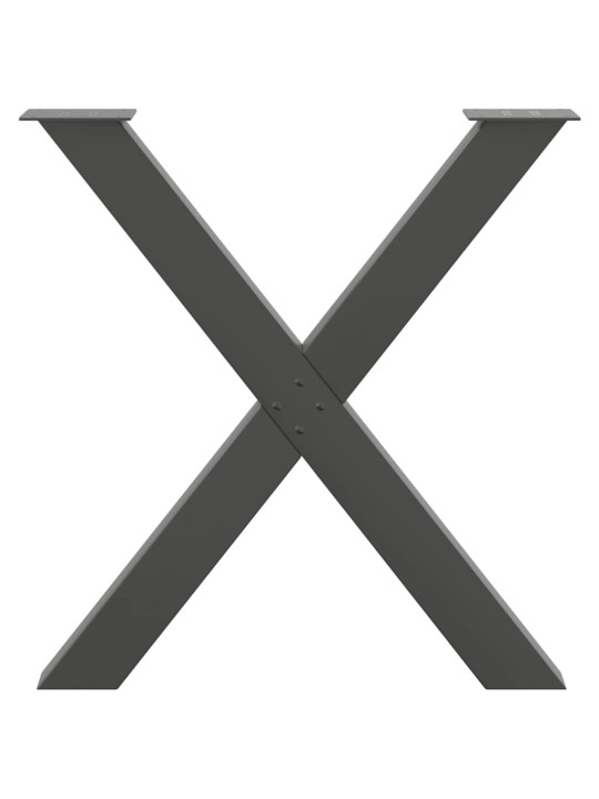 Ruokapöydän jalat x-muotoiset 2 kpl antrasiitti 80x(72-73) cm teräs