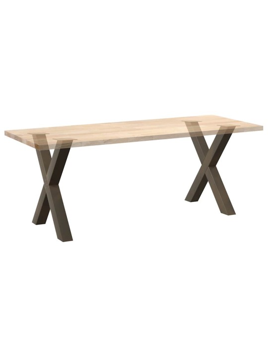 Ruokapöydän jalat x-muotoiset 2 kpl luonnonvärinen teräs 80x(72-73) cm teräs