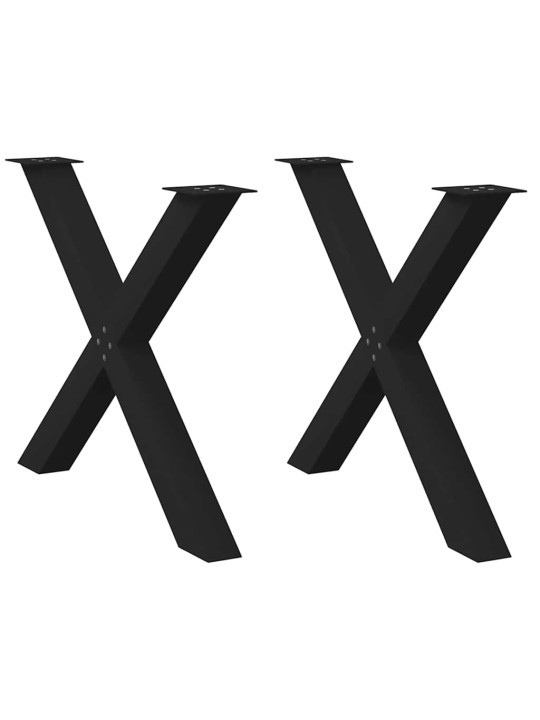 Ruokapöydän jalat x-muotoiset 2 kpl musta 90x(72-73) cm teräs