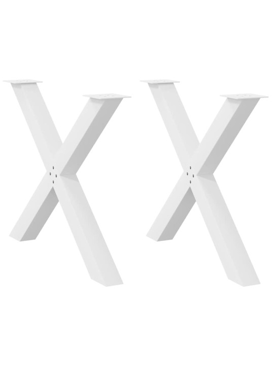 Ruokapöydän jalat x-muotoiset 2 kpl valkoinen 90x(72-73) cm teräs